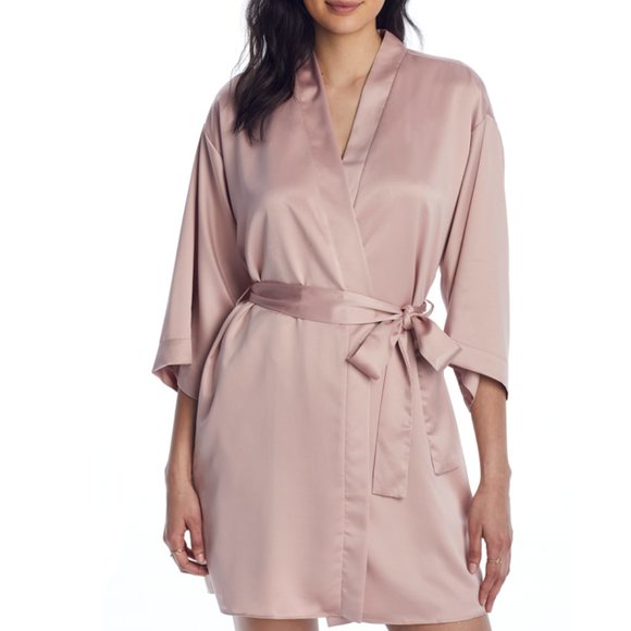 Flora Nikrooz Victoria Pink Short Robe in Smokey Rose - Picture 1 of 6